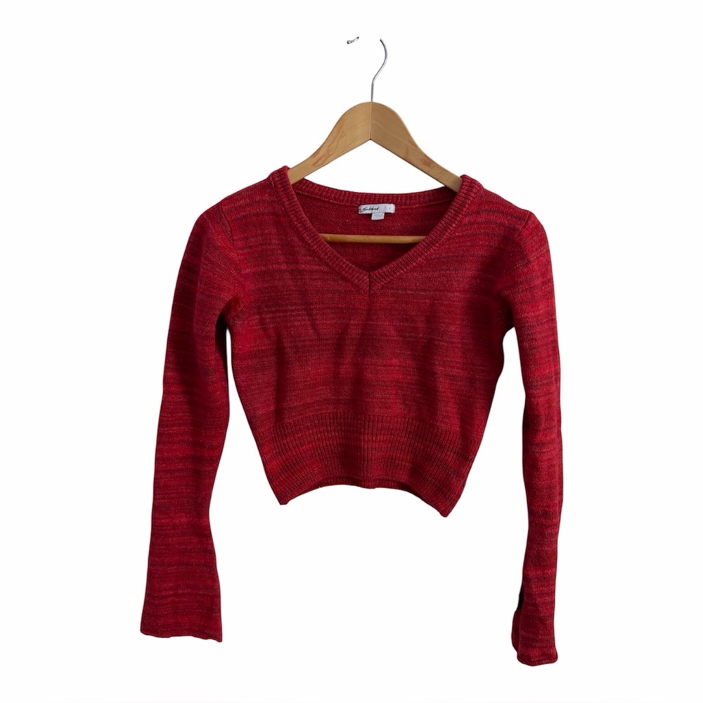 Red V-Neck Sweater - Picture 2 of 8